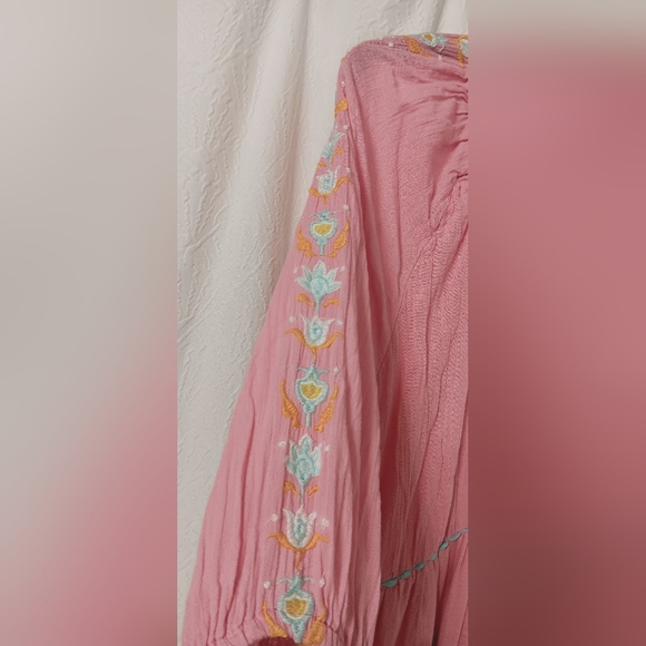 Simply Southern Pink Maxi Dress Bohemian Embroidery Size S - Picture 6 of 10